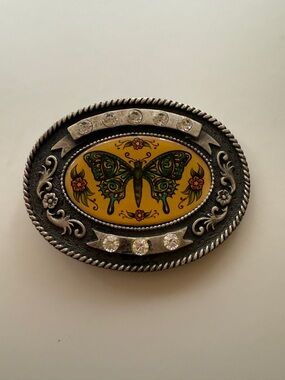 Classic Hardware “Butterfly Tattoo Art” Belt Buckle - Vintage 2000s
